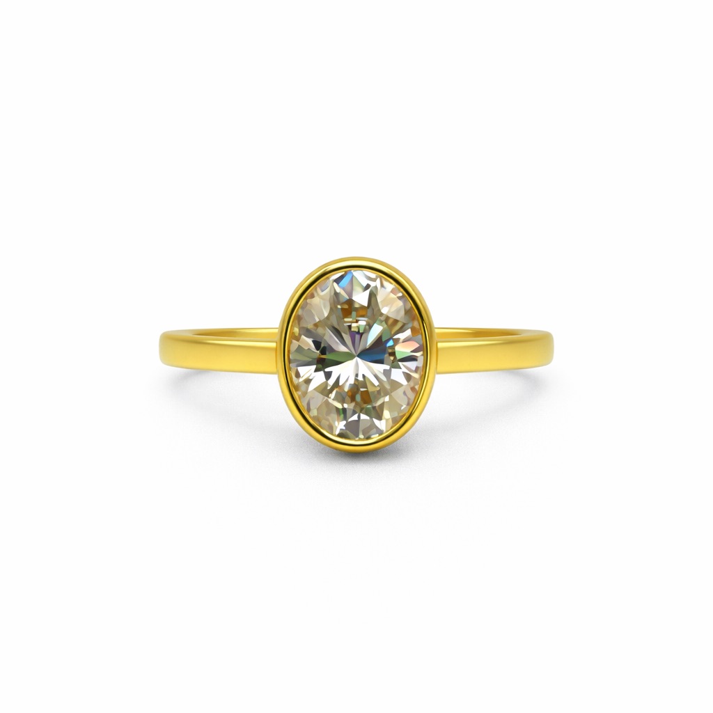 2 Ct Moissanite Diamond Oval Bezel Set Ring 2 Ct Moissanite Diamond Oval Bezel Set Ring